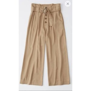Abercrombie & Fitch Belted Wide Leg Khaki Pants